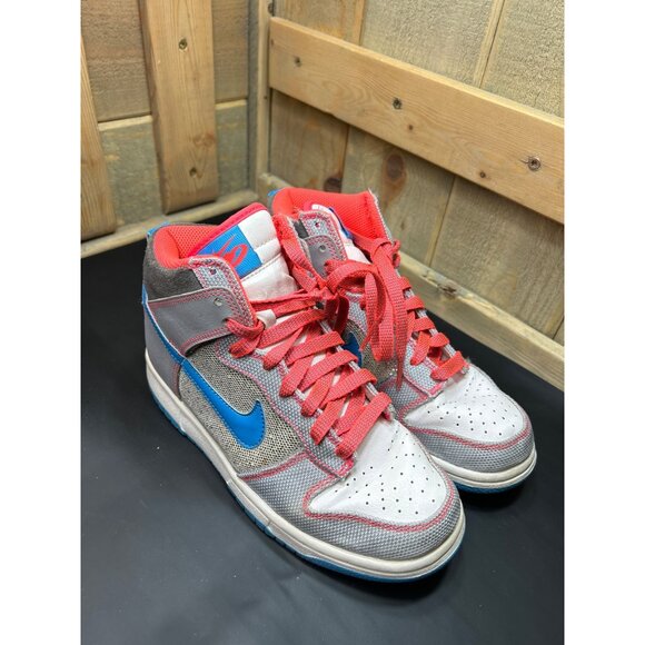 Nike Dunk High Premium Sneakers Size 6 Silver Gray Blue Pink Mesh & Leather Uppe - Picture 2 of 7